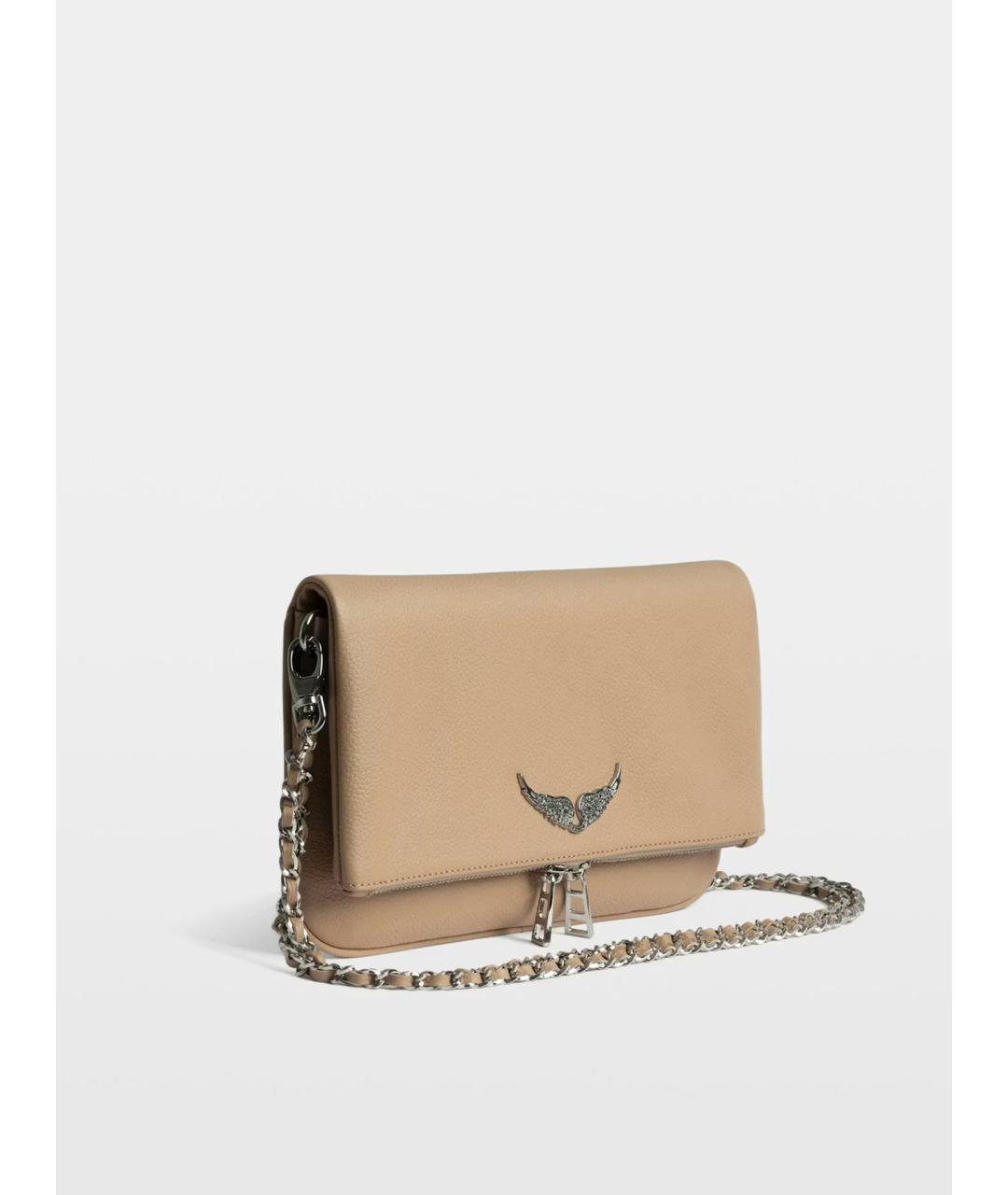ZADIG & VOLTAIRE Бежевая кожаная сумка через плечо, фото 4