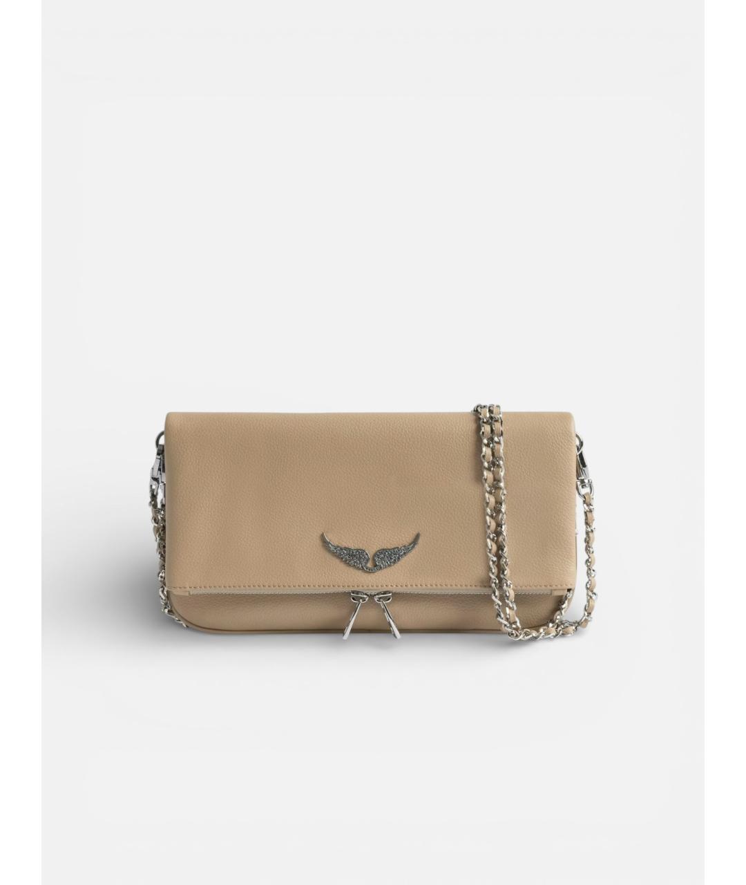 ZADIG & VOLTAIRE Бежевая кожаная сумка через плечо, фото 8