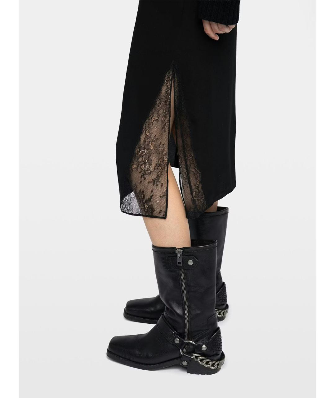 ZADIG & VOLTAIRE Черная вискозная юбка миди, фото 6