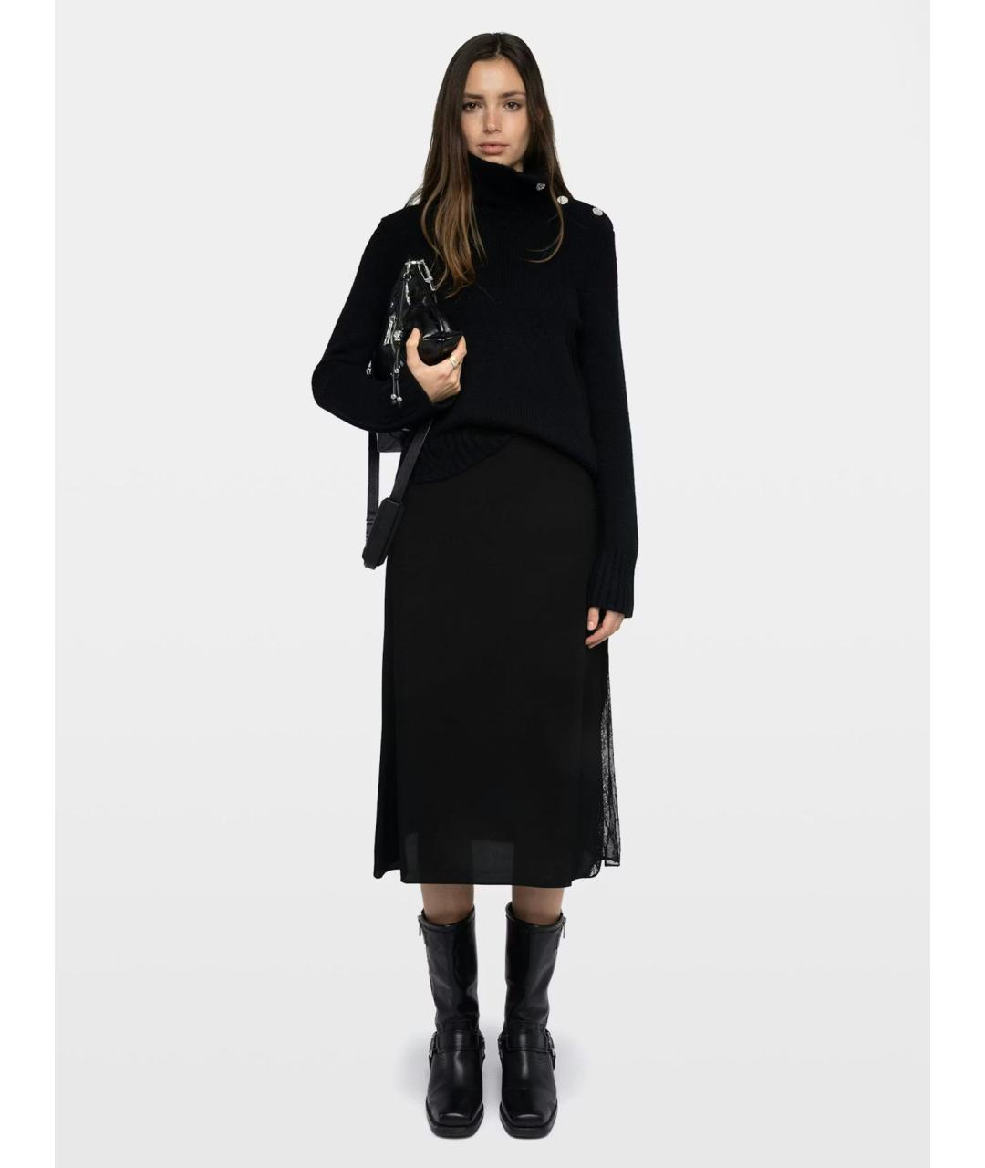 ZADIG & VOLTAIRE Черная вискозная юбка миди, фото 2