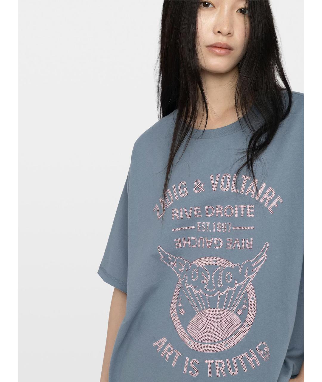 ZADIG & VOLTAIRE Голубая хлопковая футболка, фото 5