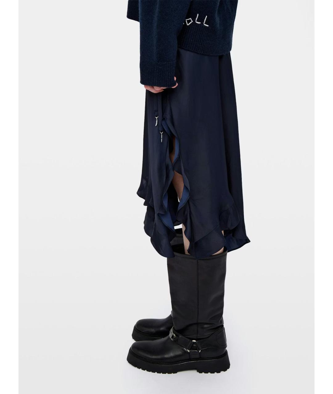 ZADIG & VOLTAIRE Темно-синяя полиэстеровая юбка миди, фото 5