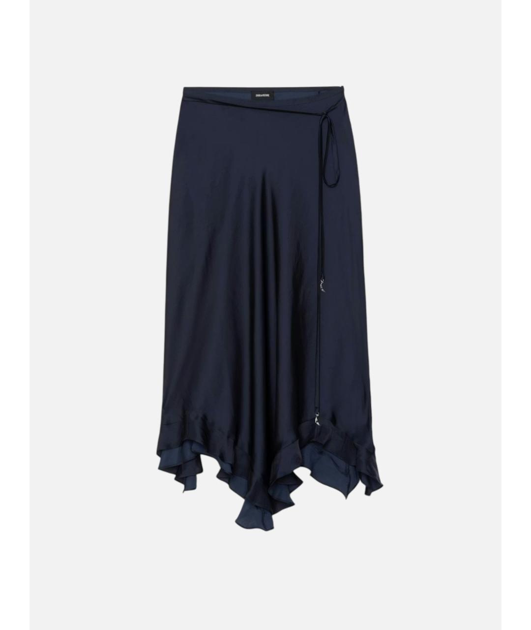 ZADIG & VOLTAIRE Темно-синяя полиэстеровая юбка миди, фото 6