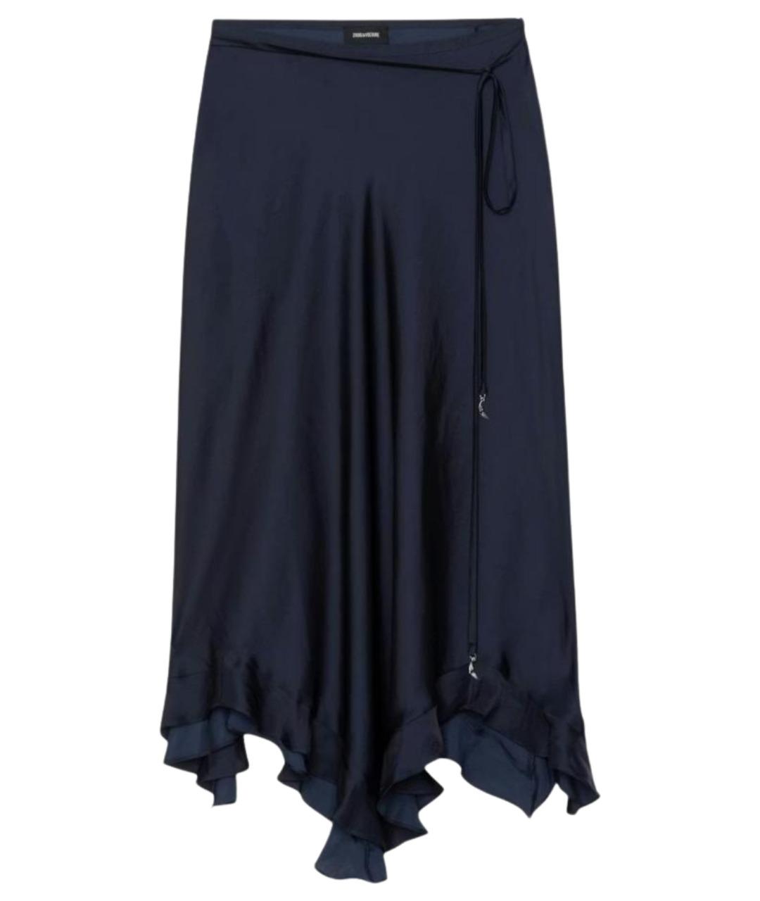 ZADIG & VOLTAIRE Темно-синяя полиэстеровая юбка миди, фото 1