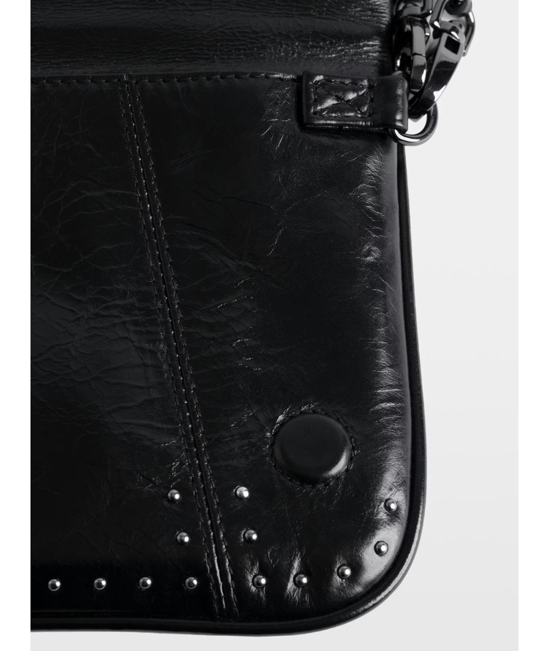 ZADIG & VOLTAIRE Черная кожаная сумка через плечо, фото 8