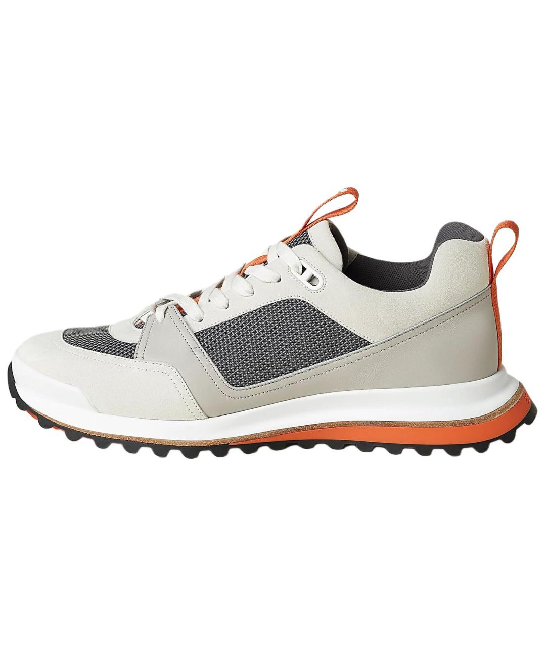 HERMES Серые кожаные низкие кроссовки / кеды, фото 2