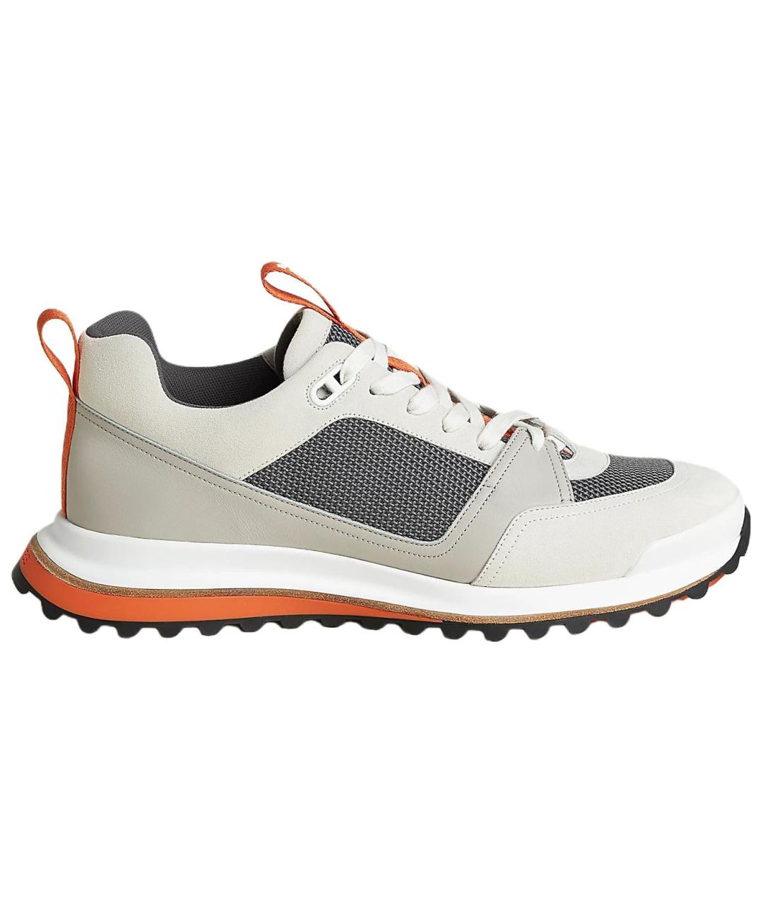 HERMES Серые кожаные низкие кроссовки / кеды, фото 1