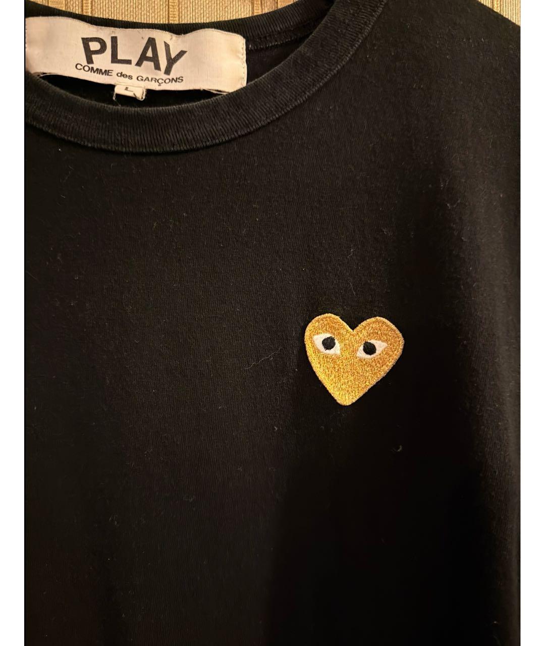 COMME DES GARÇONS PLAY Черная хлопковая футболка, фото 2