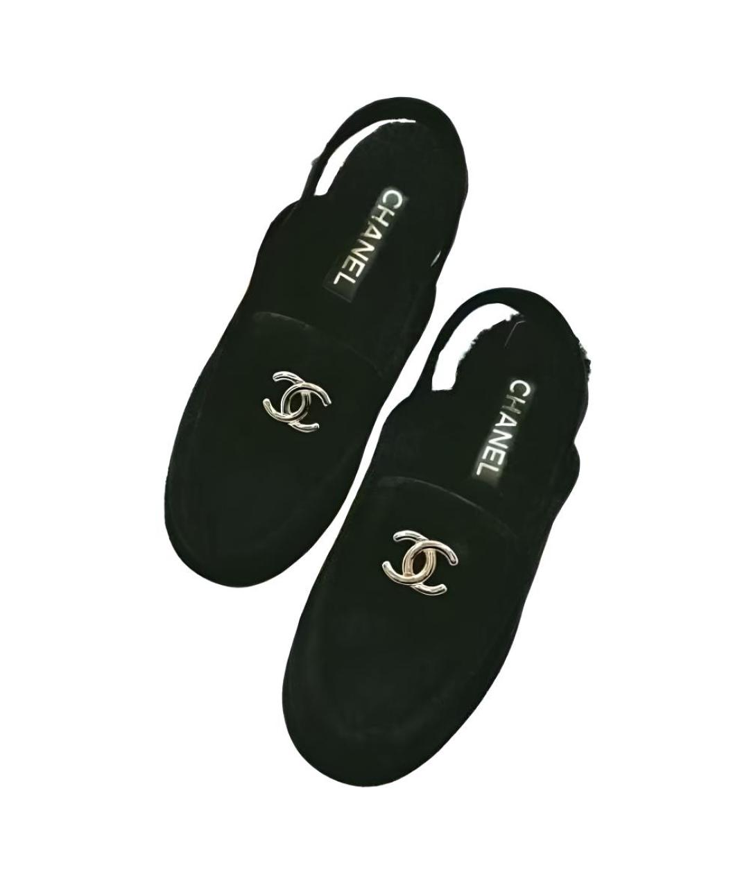 CHANEL Черные кожаные мюли, фото 4