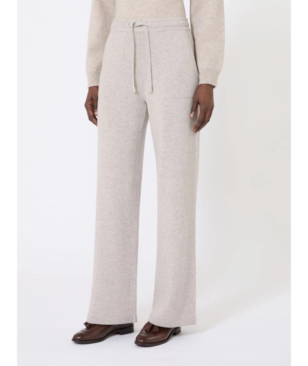 'S MAX MARA Бежевые шерстяные прямые брюки, фото 2