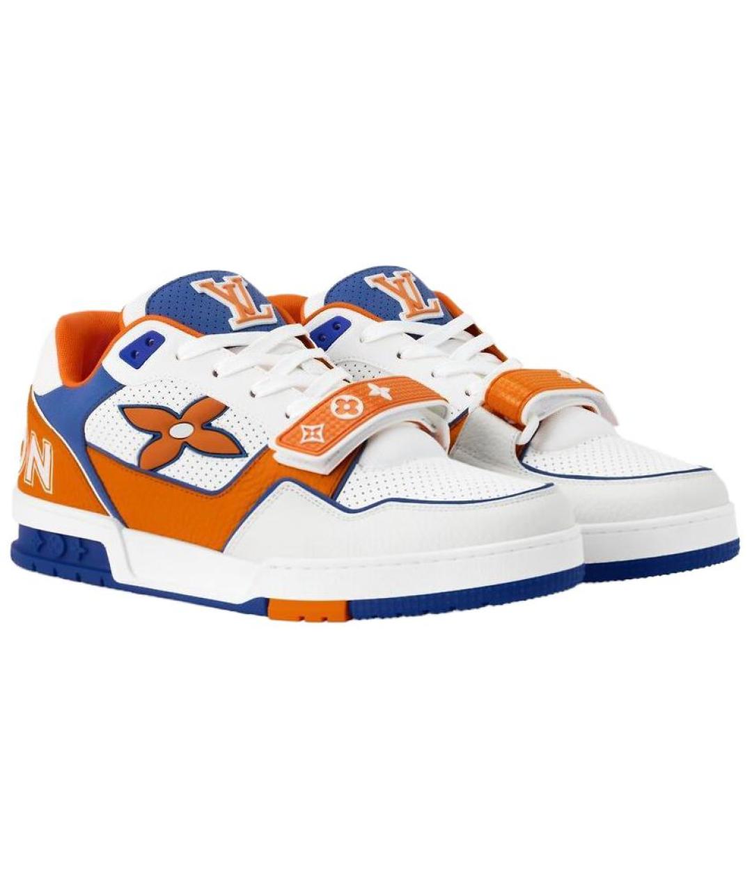 LOUIS VUITTON Оранжевое кожаные низкие кроссовки / кеды, фото 3