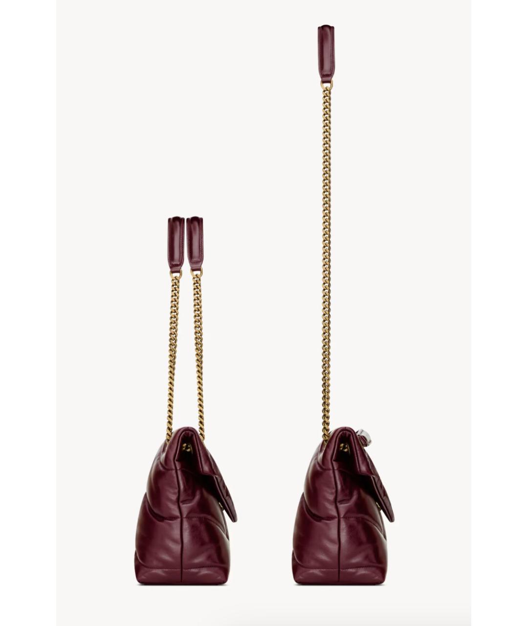 SAINT LAURENT Бордовая кожаная сумка через плечо, фото 3