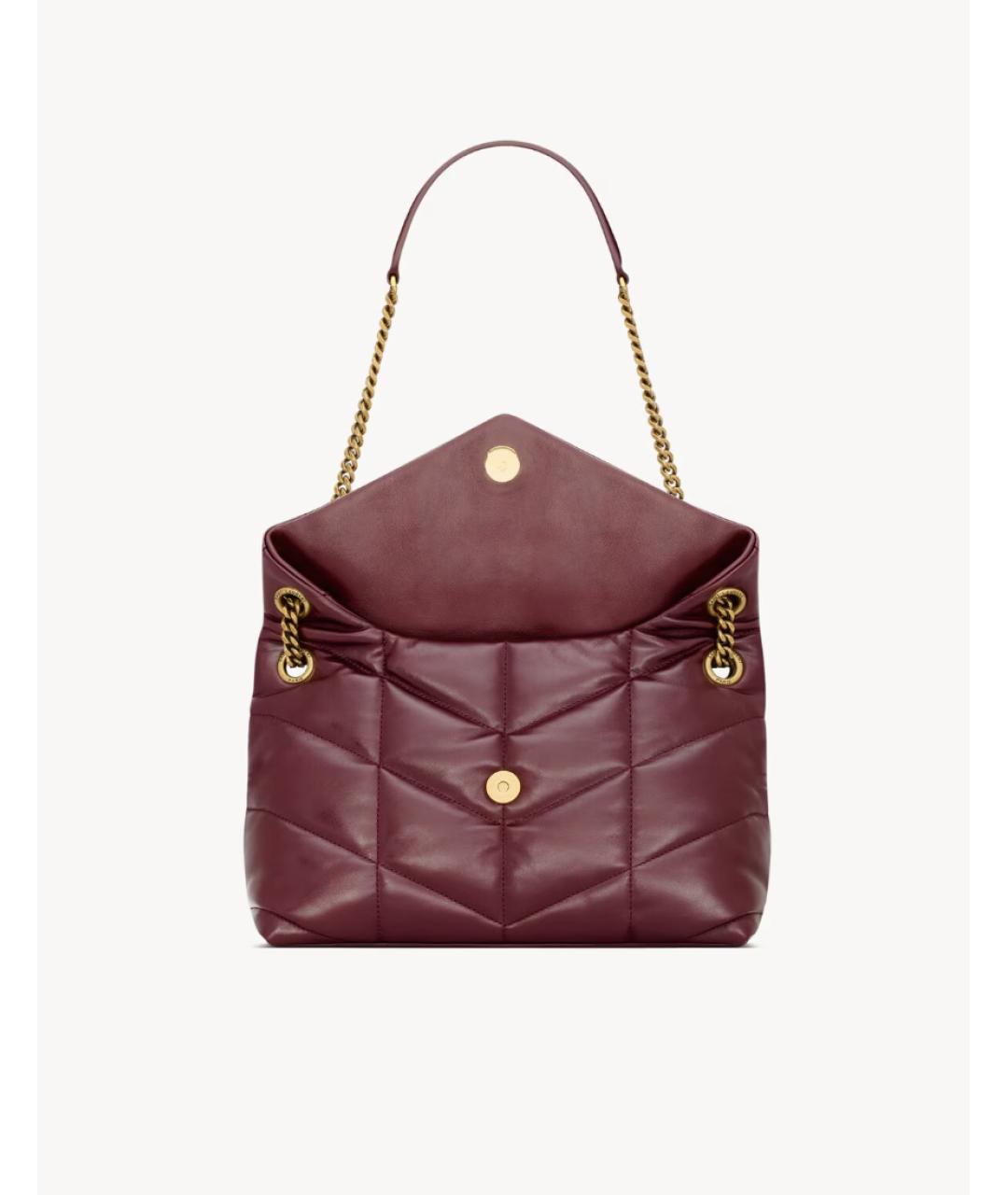 SAINT LAURENT Бордовая кожаная сумка через плечо, фото 4