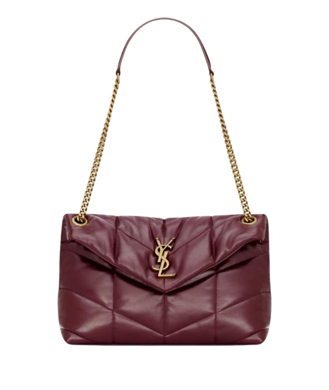 SAINT LAURENT Бордовая кожаная сумка через плечо, фото 1
