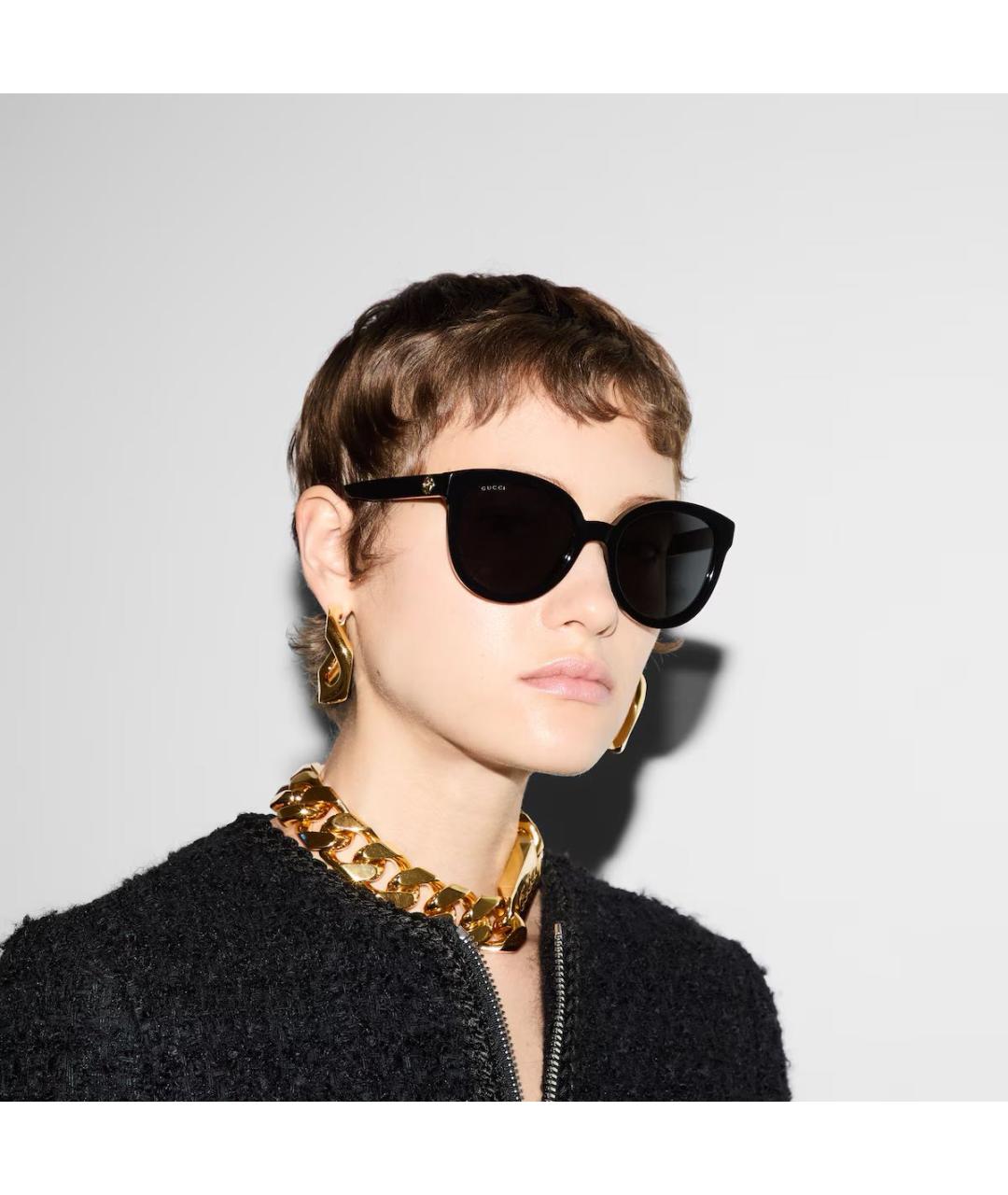 GUCCI Черные пластиковые солнцезащитные очки, фото 3