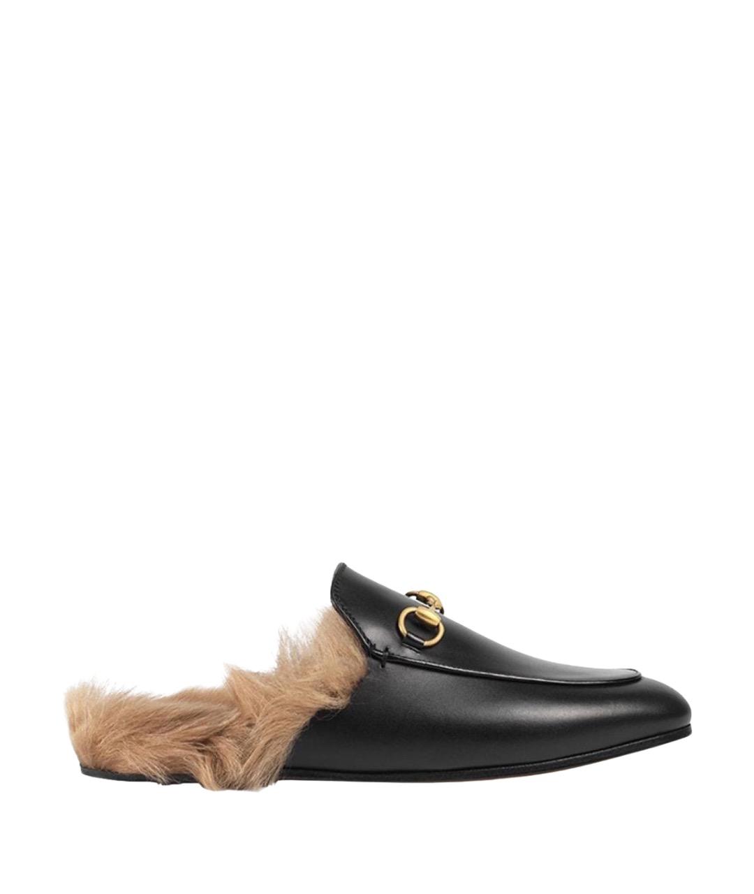 GUCCI Черные кожаные мюли, фото 1