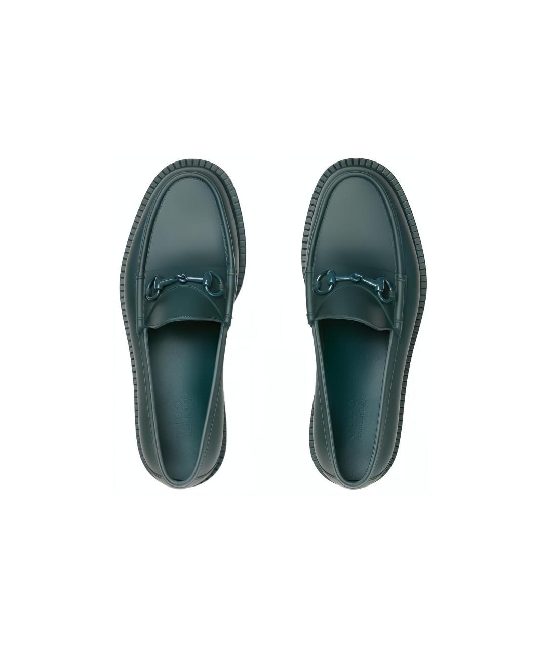 GUCCI Зеленые кожаные лоферы, фото 4