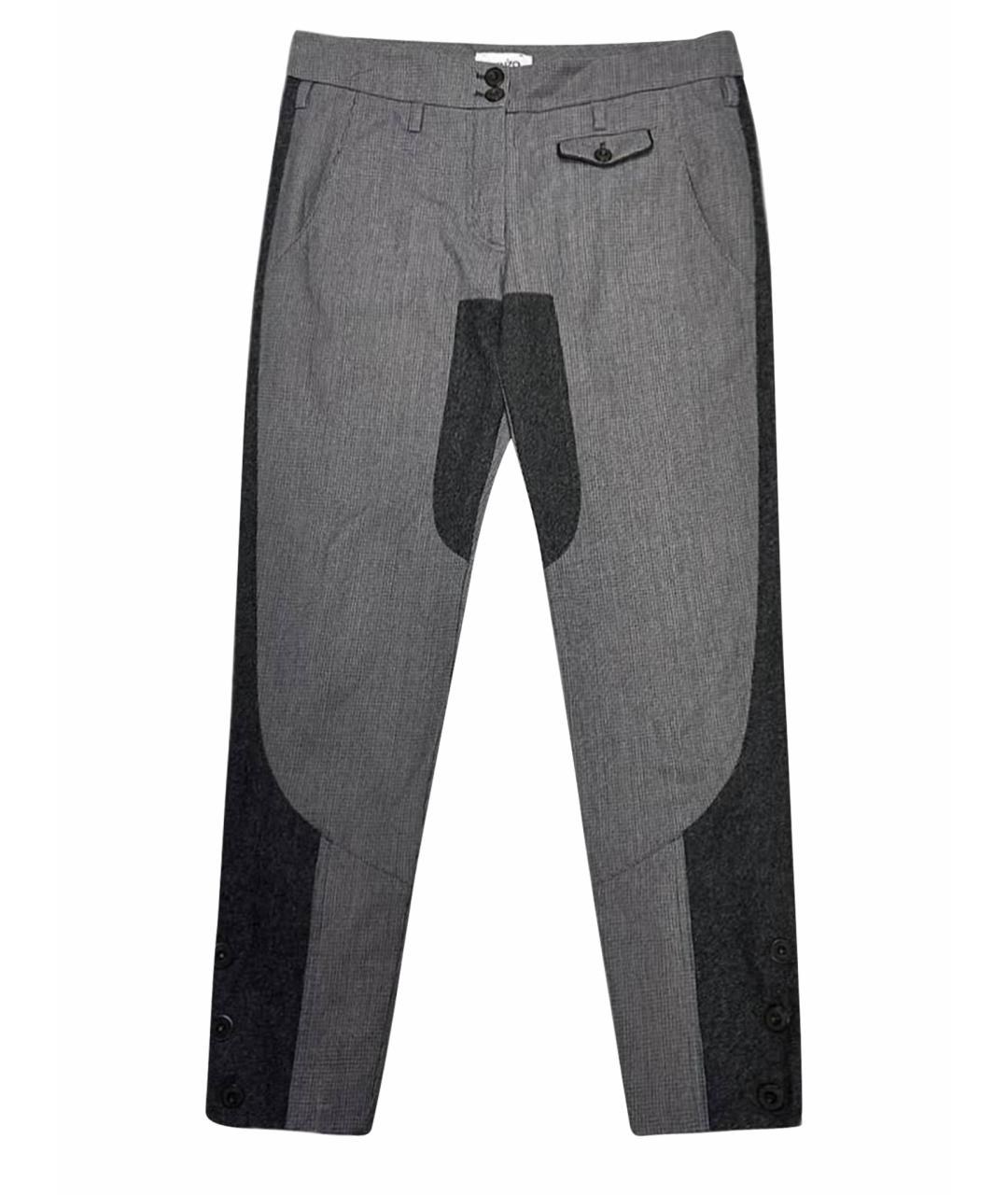 KENZO Серые шерстяные брюки узкие, фото 1