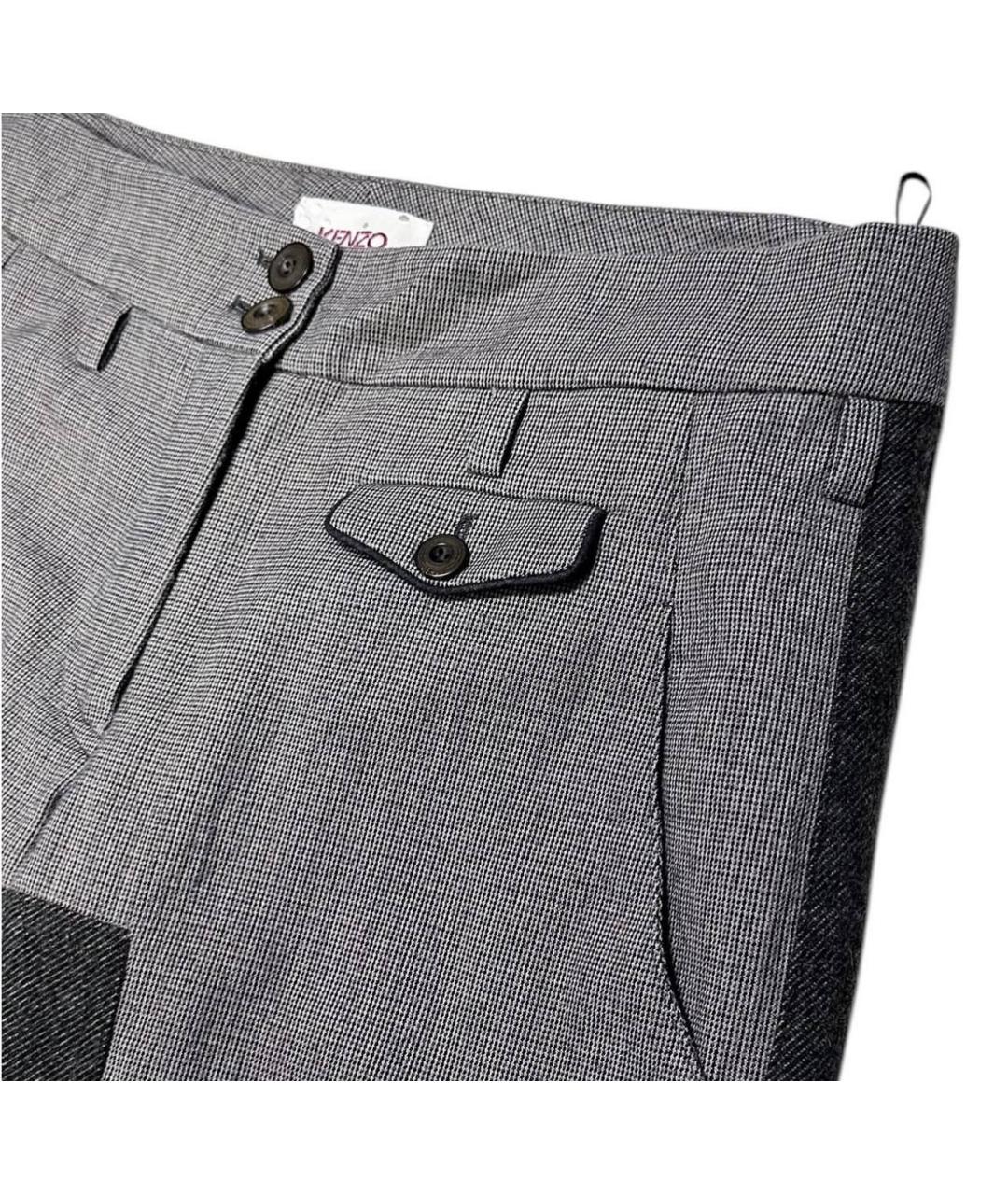 KENZO Серые шерстяные брюки узкие, фото 4