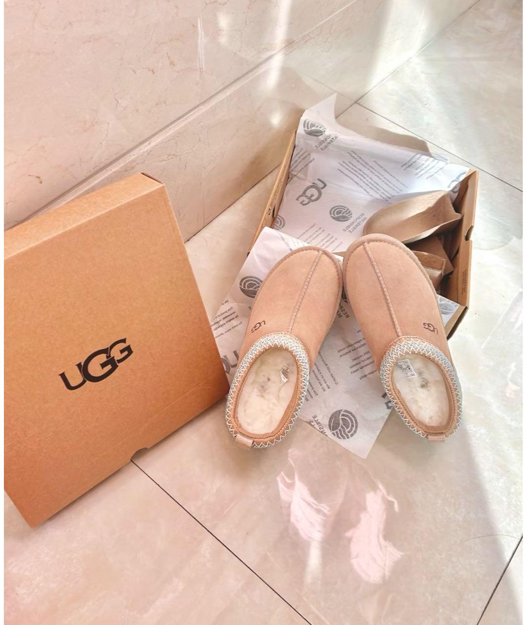 UGG AUSTRALIA Бежевые замшевые сабо, фото 6