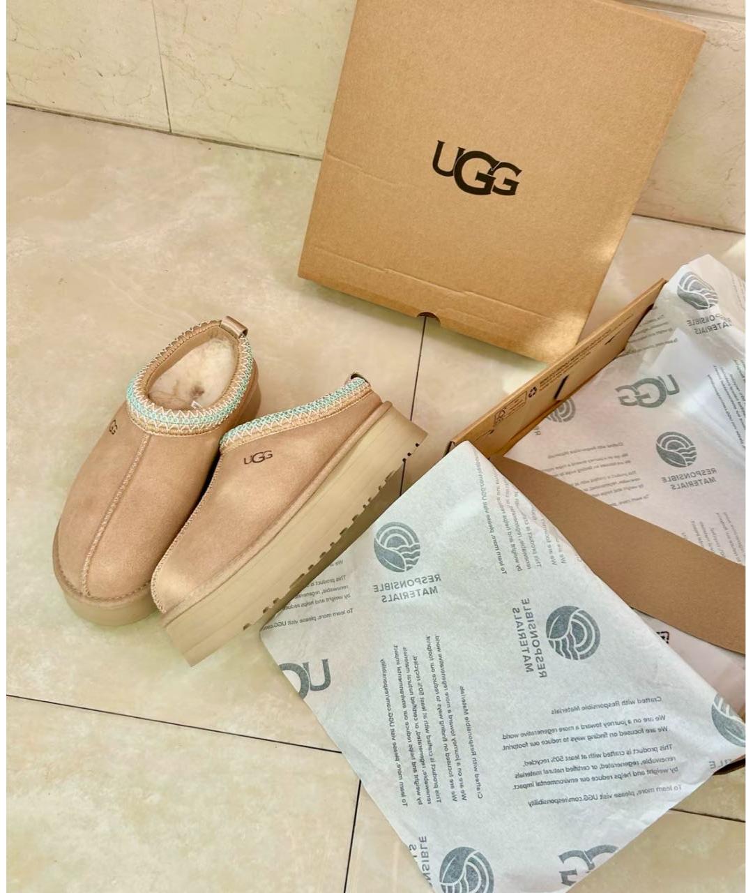 UGG AUSTRALIA Бежевые замшевые сабо, фото 4