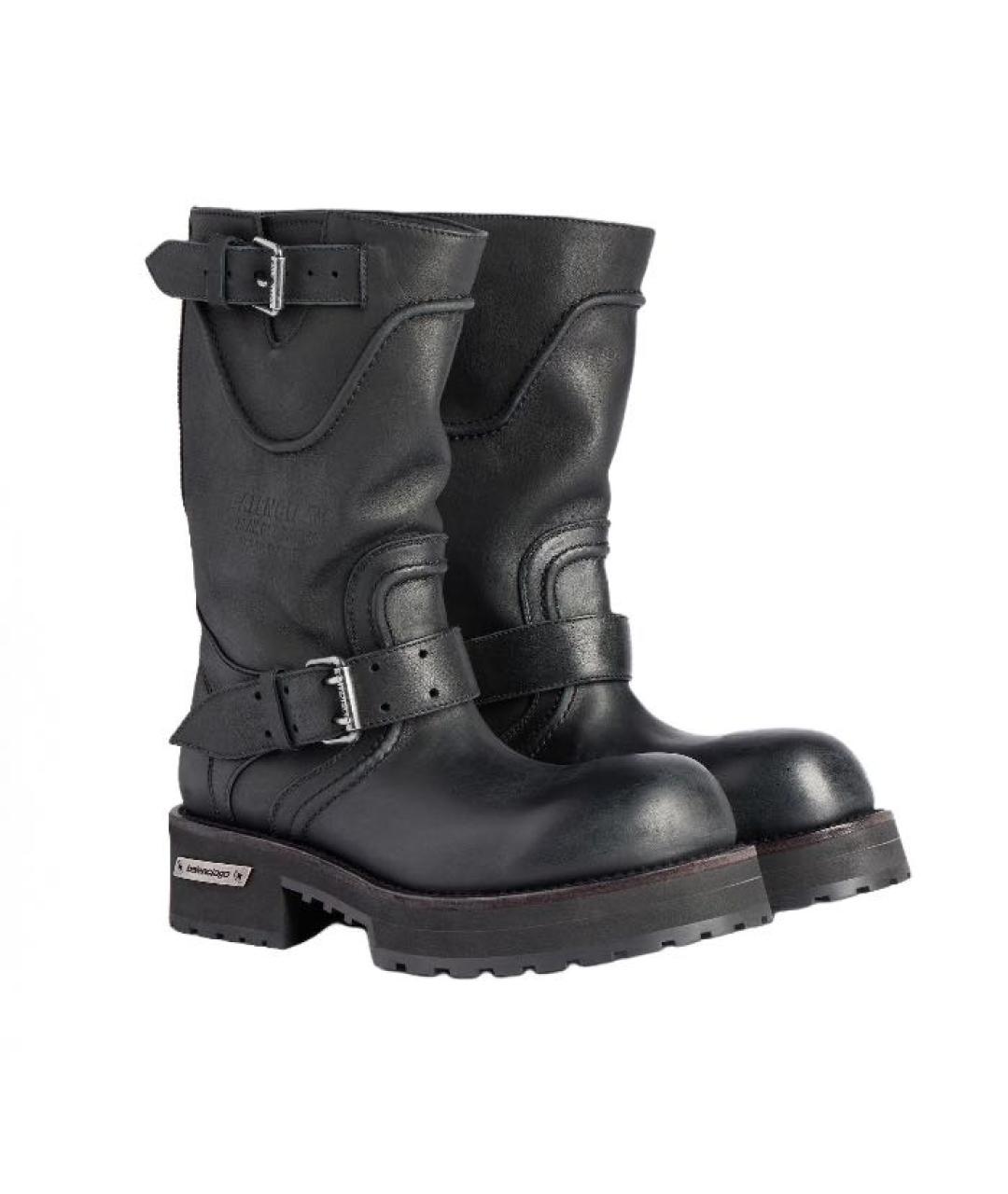 BALENCIAGA Черные кожаные ботинки, фото 3