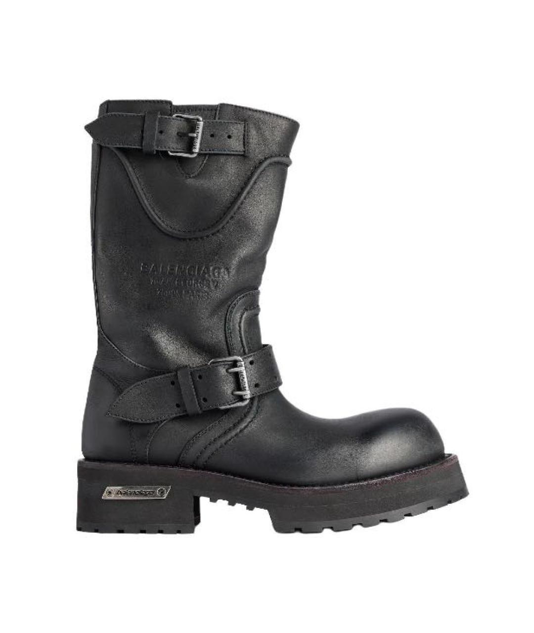 BALENCIAGA Черные кожаные ботинки, фото 1