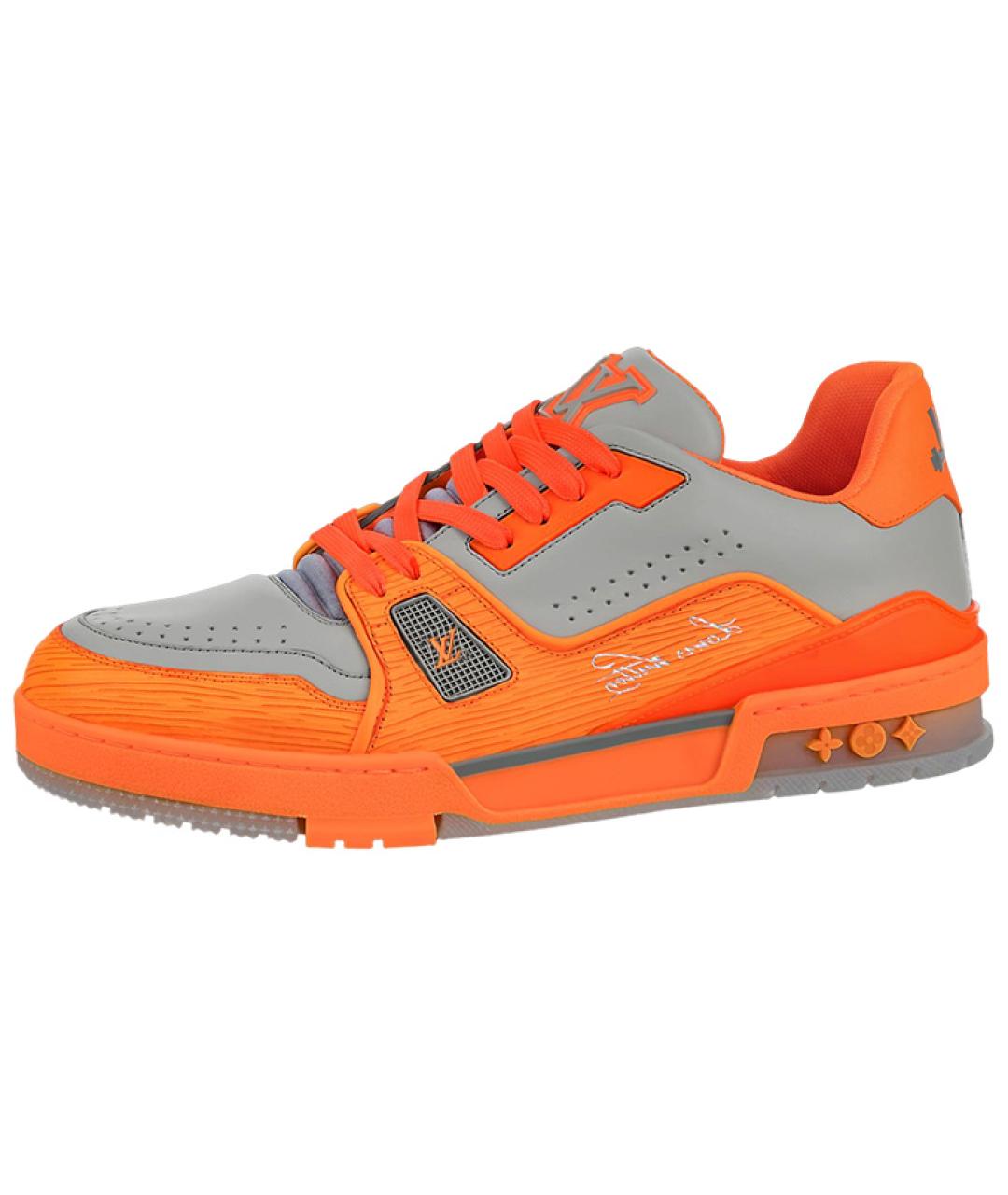 LOUIS VUITTON Оранжевое кожаные низкие кроссовки / кеды, фото 2