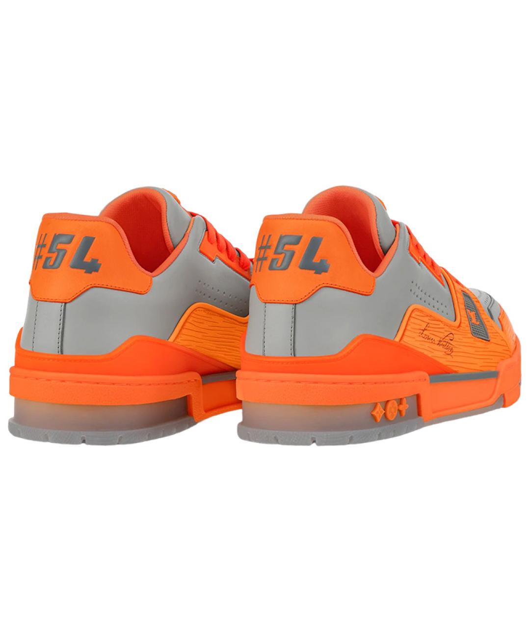 LOUIS VUITTON Оранжевое кожаные низкие кроссовки / кеды, фото 4