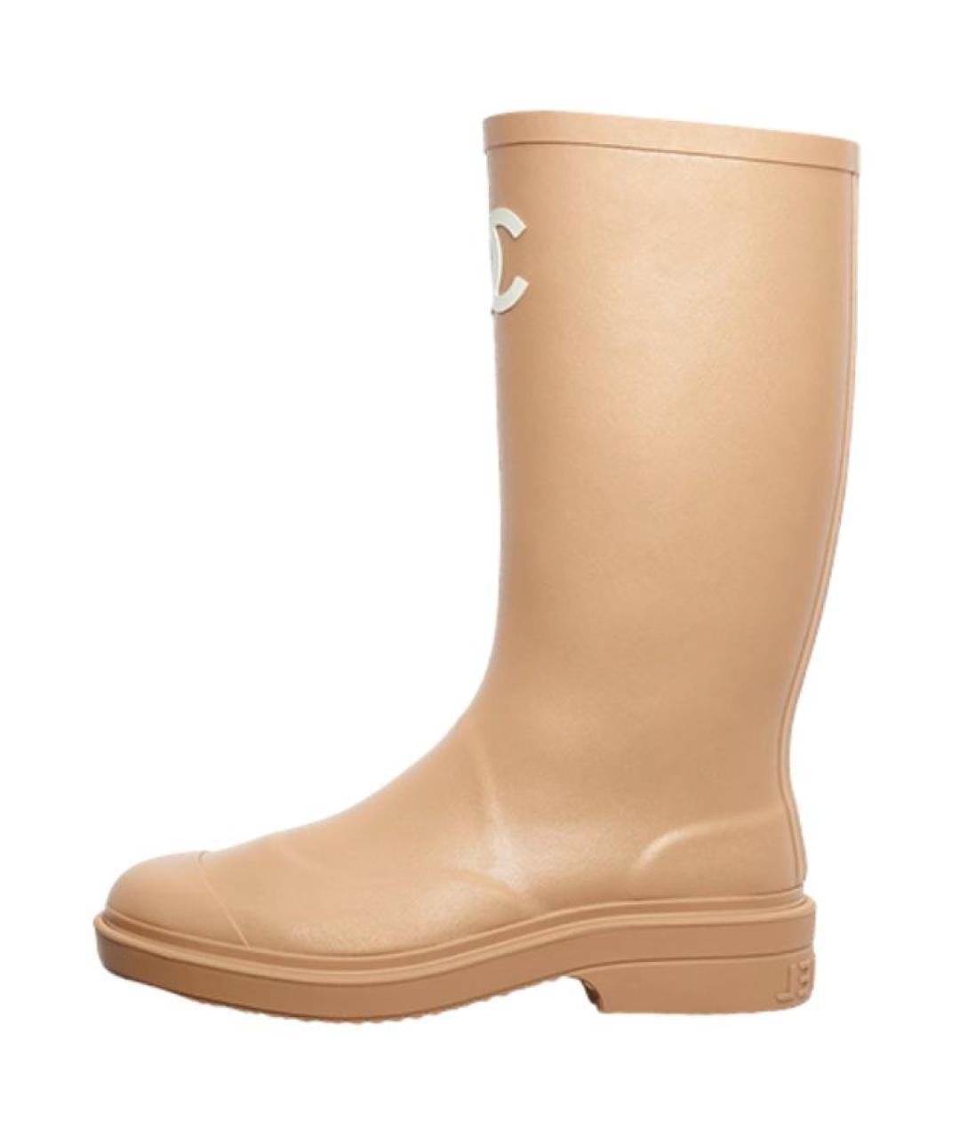 CHANEL Бежевые резиновые сапоги, фото 2
