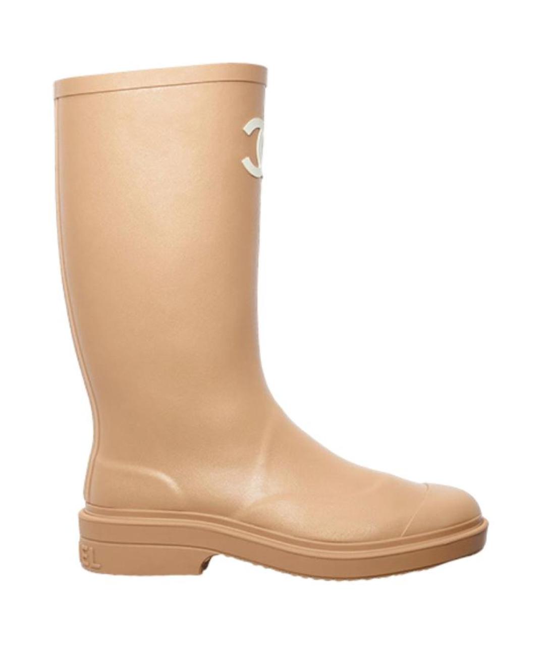 CHANEL Бежевые резиновые сапоги, фото 1