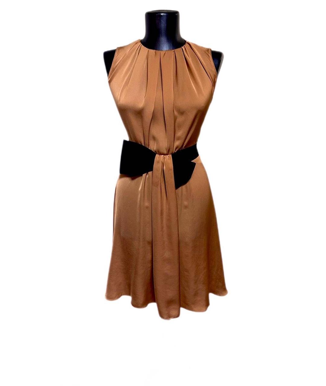 PINKO Оранжевое полиэстеровое коктейльное платье, фото 9