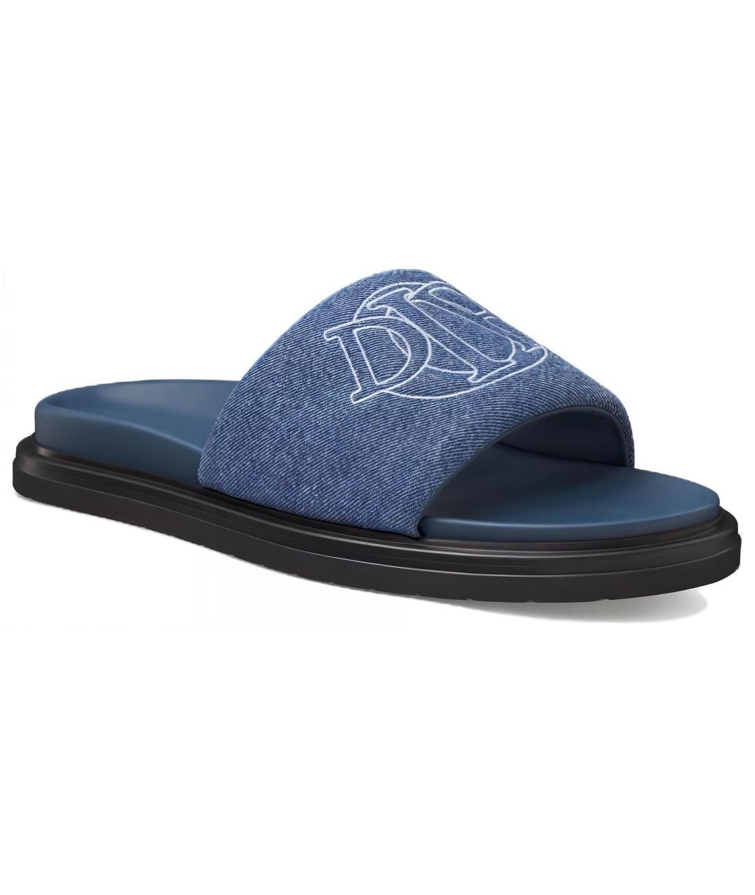 CHRISTIAN DIOR Синие текстильные сандалии, фото 3