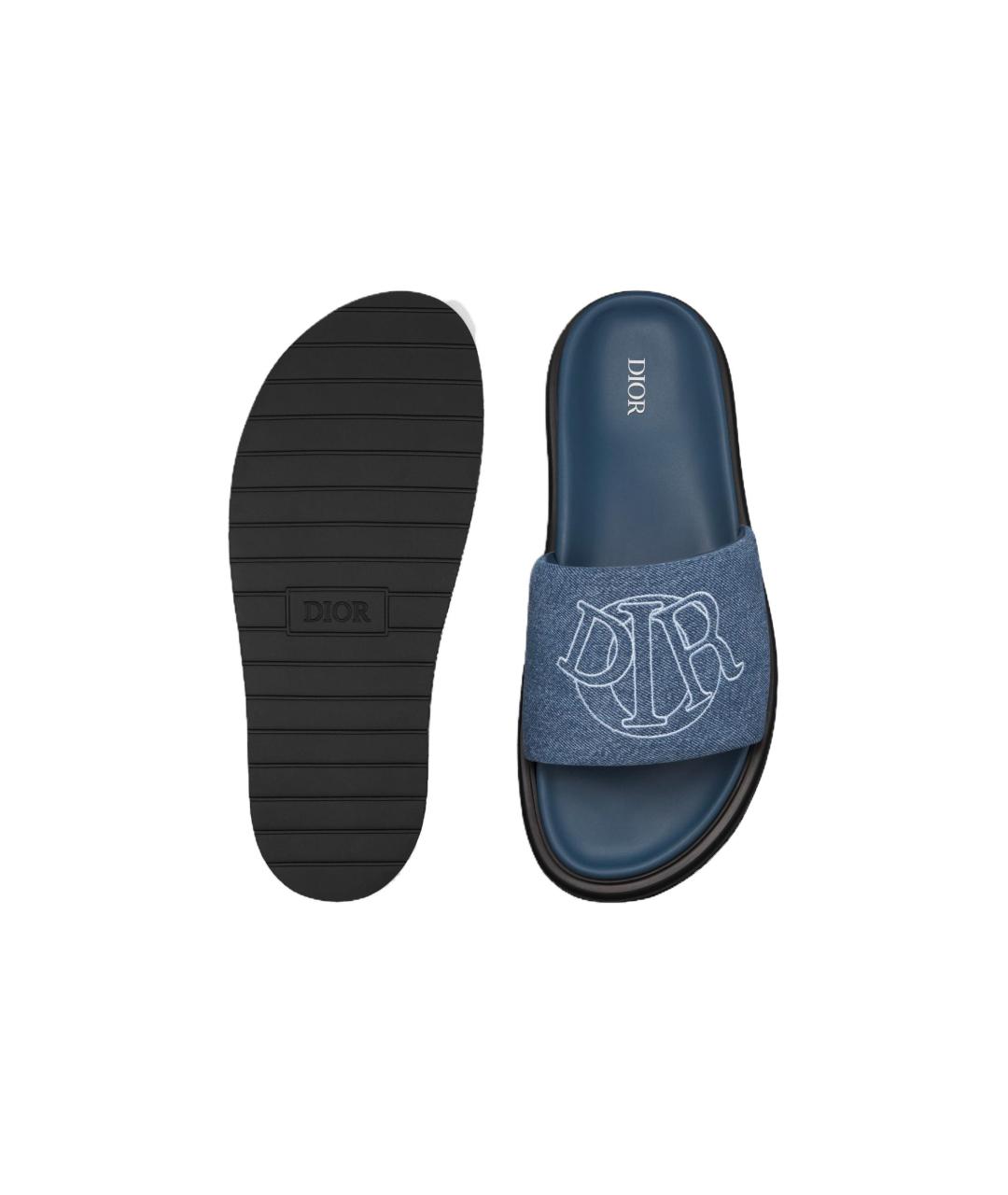 CHRISTIAN DIOR Синие текстильные сандалии, фото 5