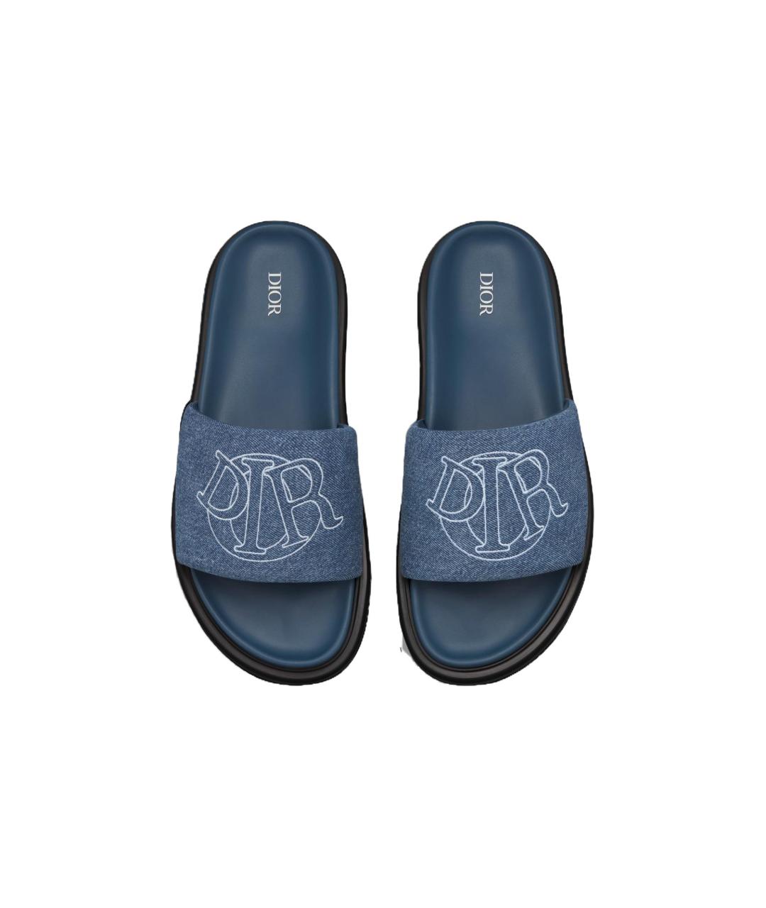 CHRISTIAN DIOR Синие текстильные сандалии, фото 4