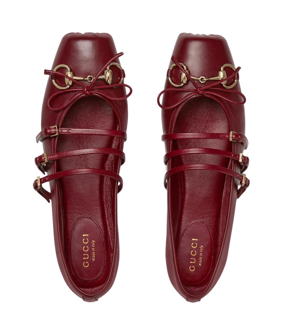 GUCCI Красные кожаные балетки, фото 3