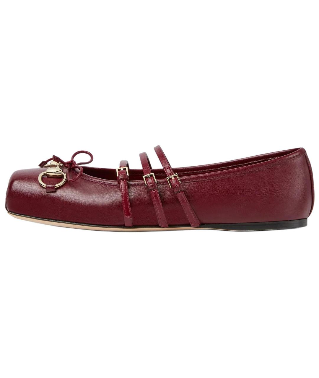 GUCCI Красные кожаные балетки, фото 6