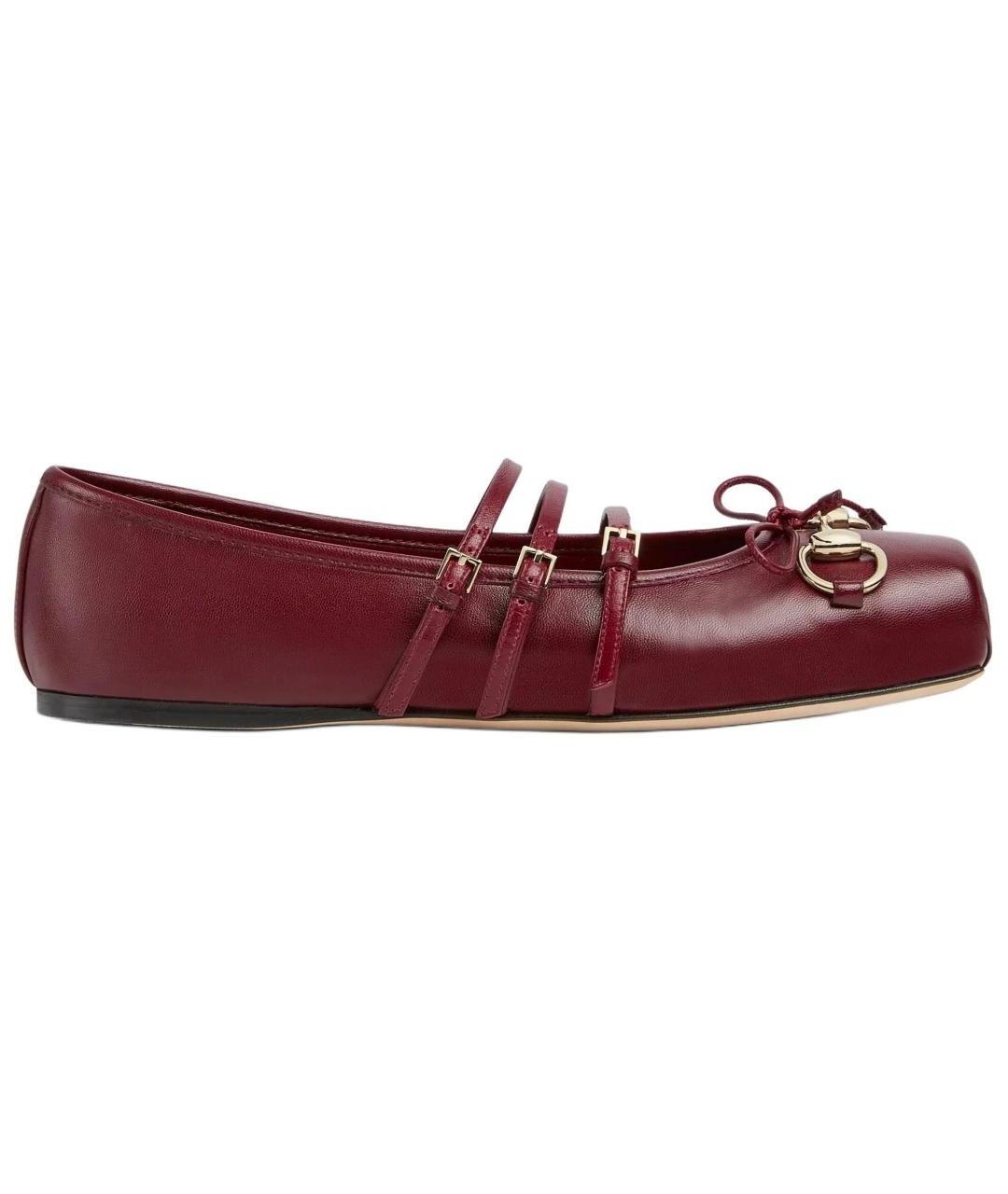 GUCCI Красные кожаные балетки, фото 1