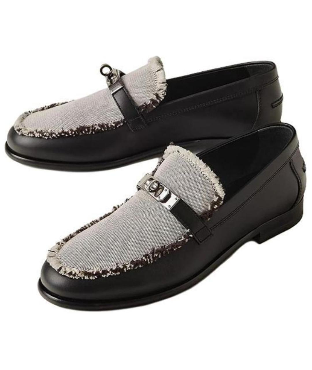 HERMES Черные кожаные лоферы, фото 3