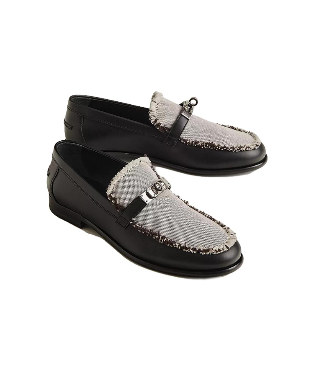 HERMES Черные кожаные лоферы, фото 4