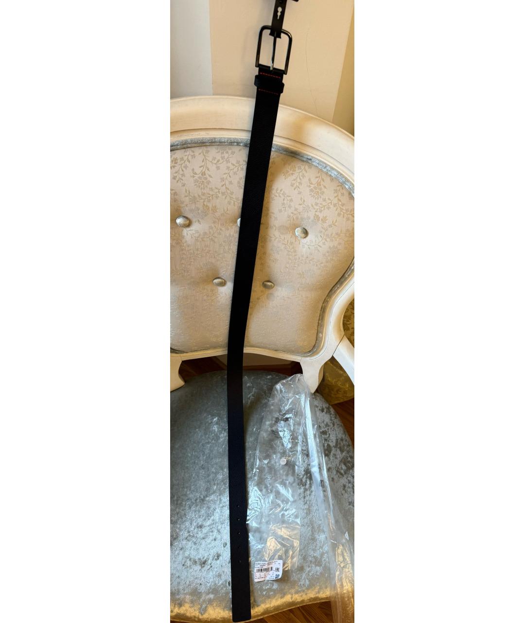 HUGO Темно-синий кожаный ремень, фото 6