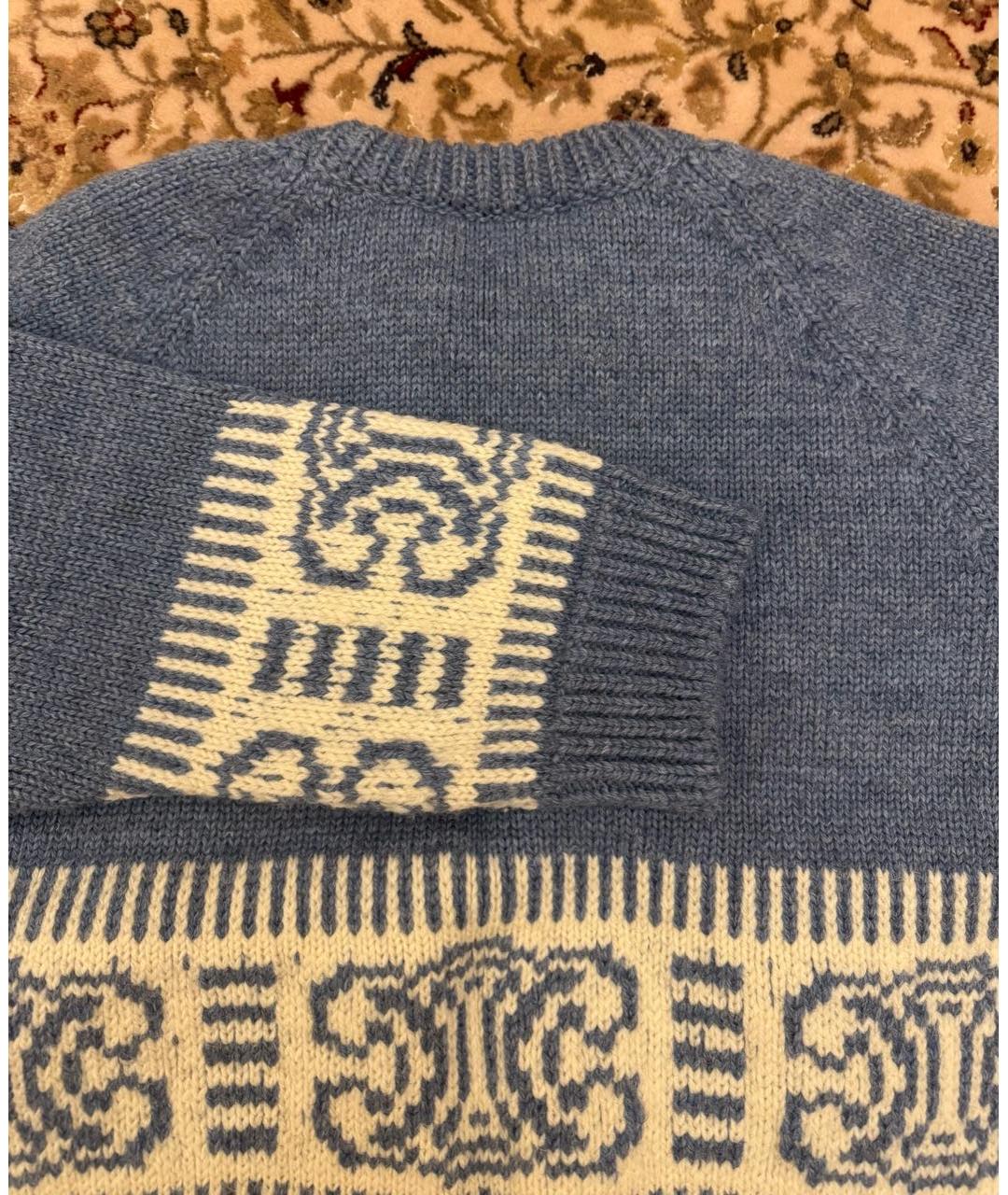 CELINE Голубой шерстяной джемпер / свитер, фото 3