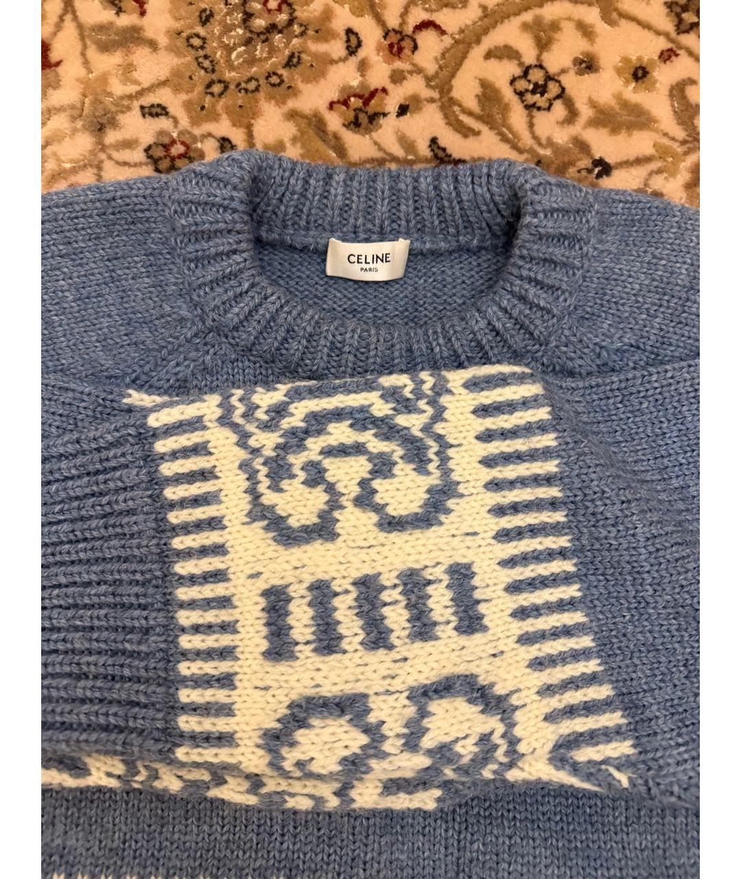 CELINE Голубой шерстяной джемпер / свитер, фото 2