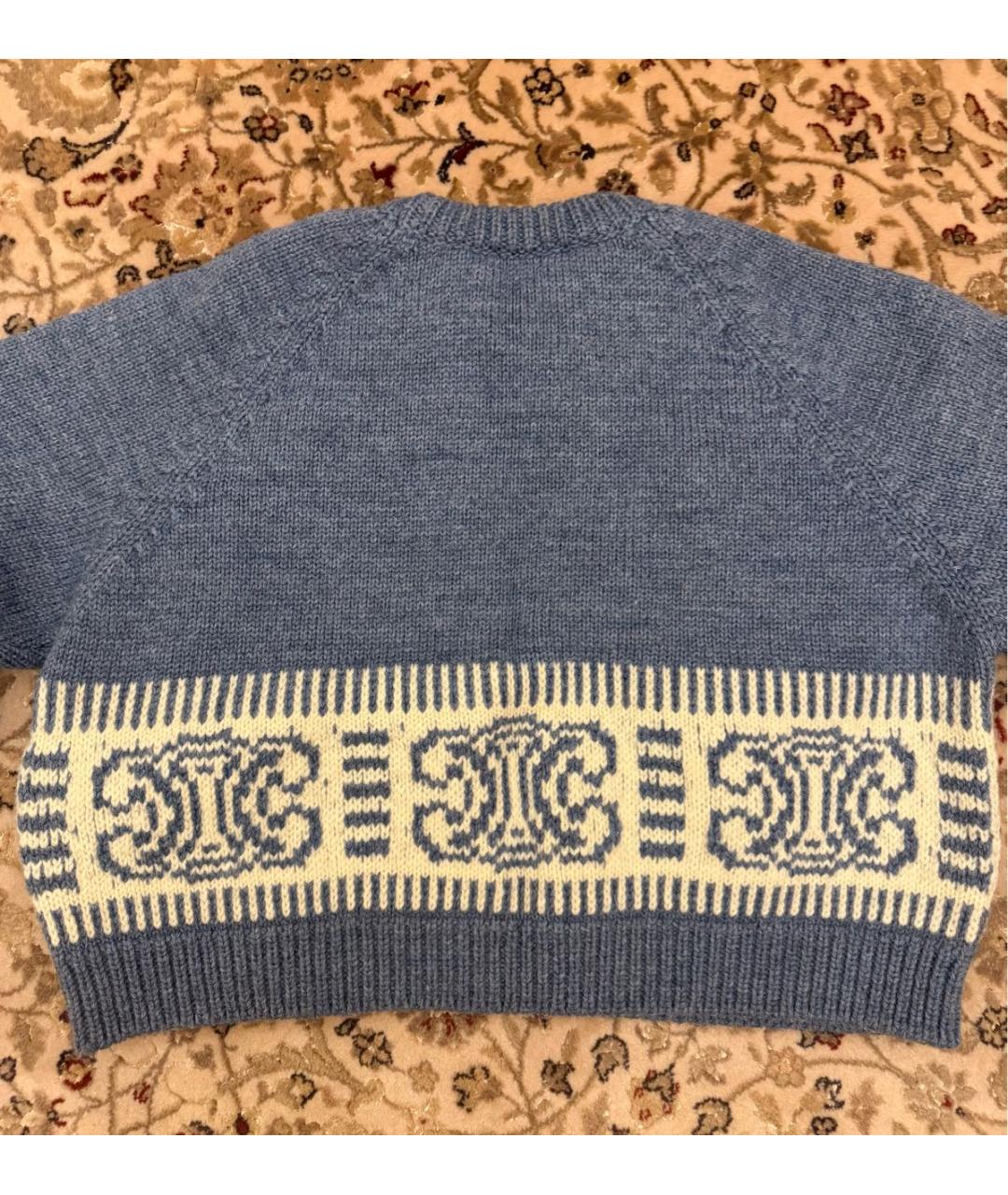 CELINE Голубой шерстяной джемпер / свитер, фото 5