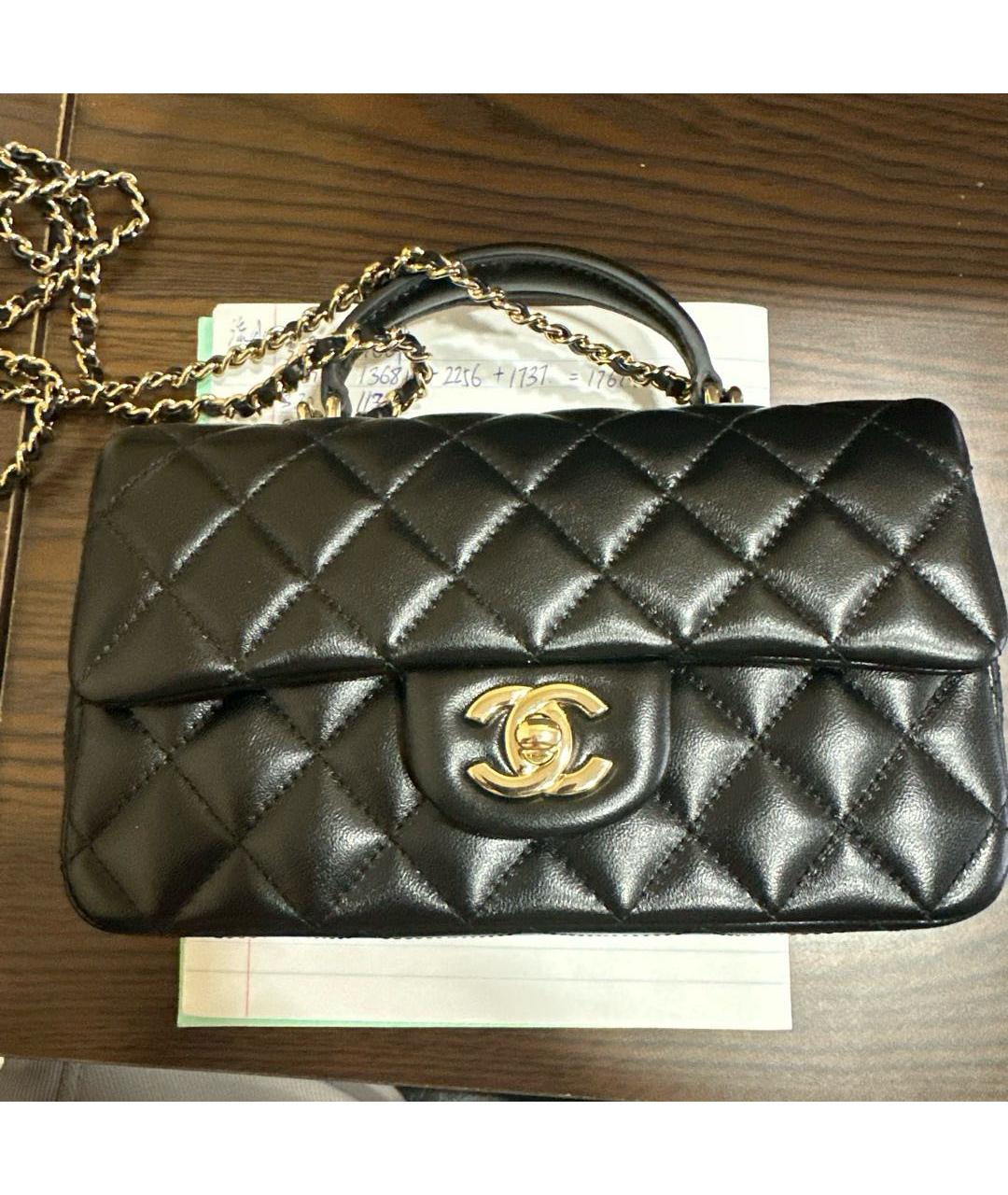 CHANEL Черная сумка тоут из искусственной кожи, фото 2