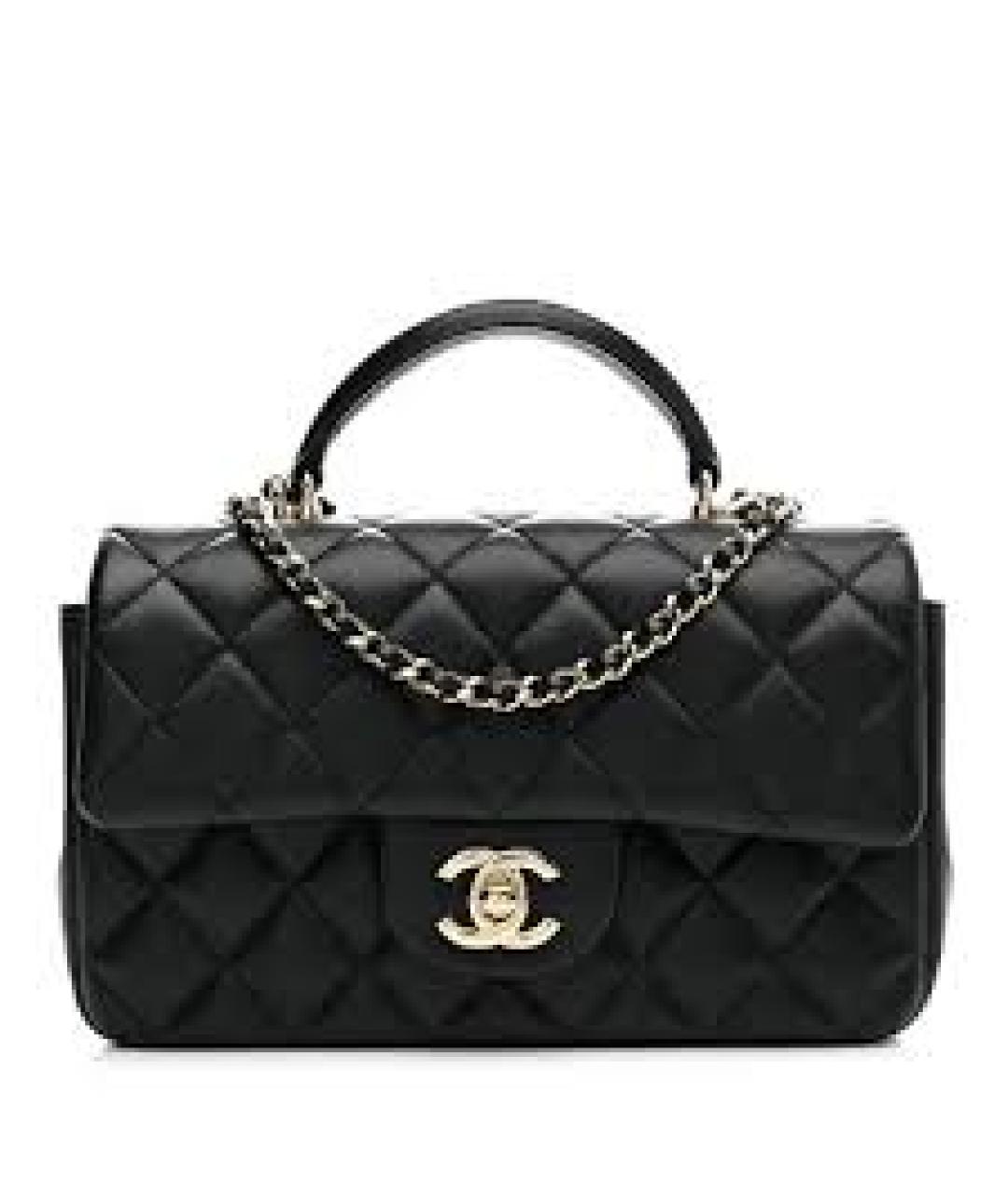 CHANEL Черная сумка тоут из искусственной кожи, фото 1