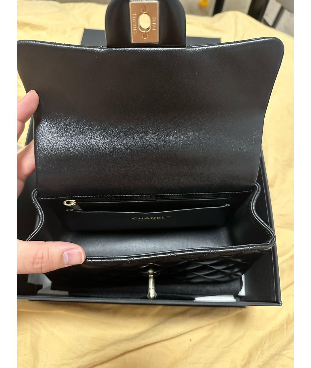 CHANEL Черная сумка тоут из искусственной кожи, фото 5