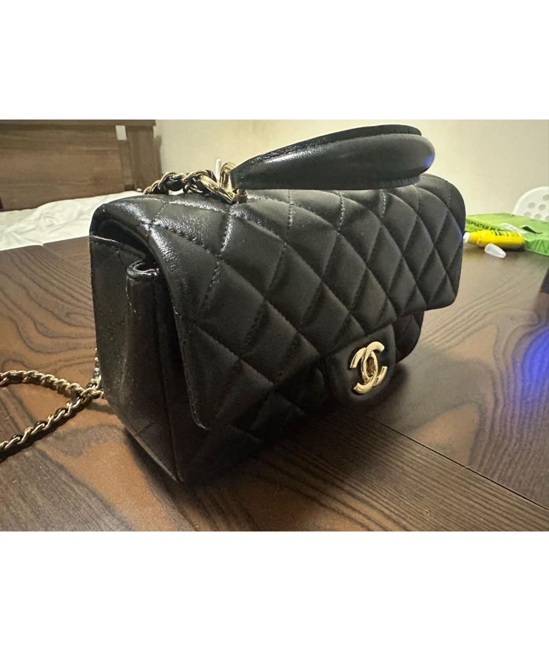 CHANEL Черная сумка тоут из искусственной кожи, фото 3