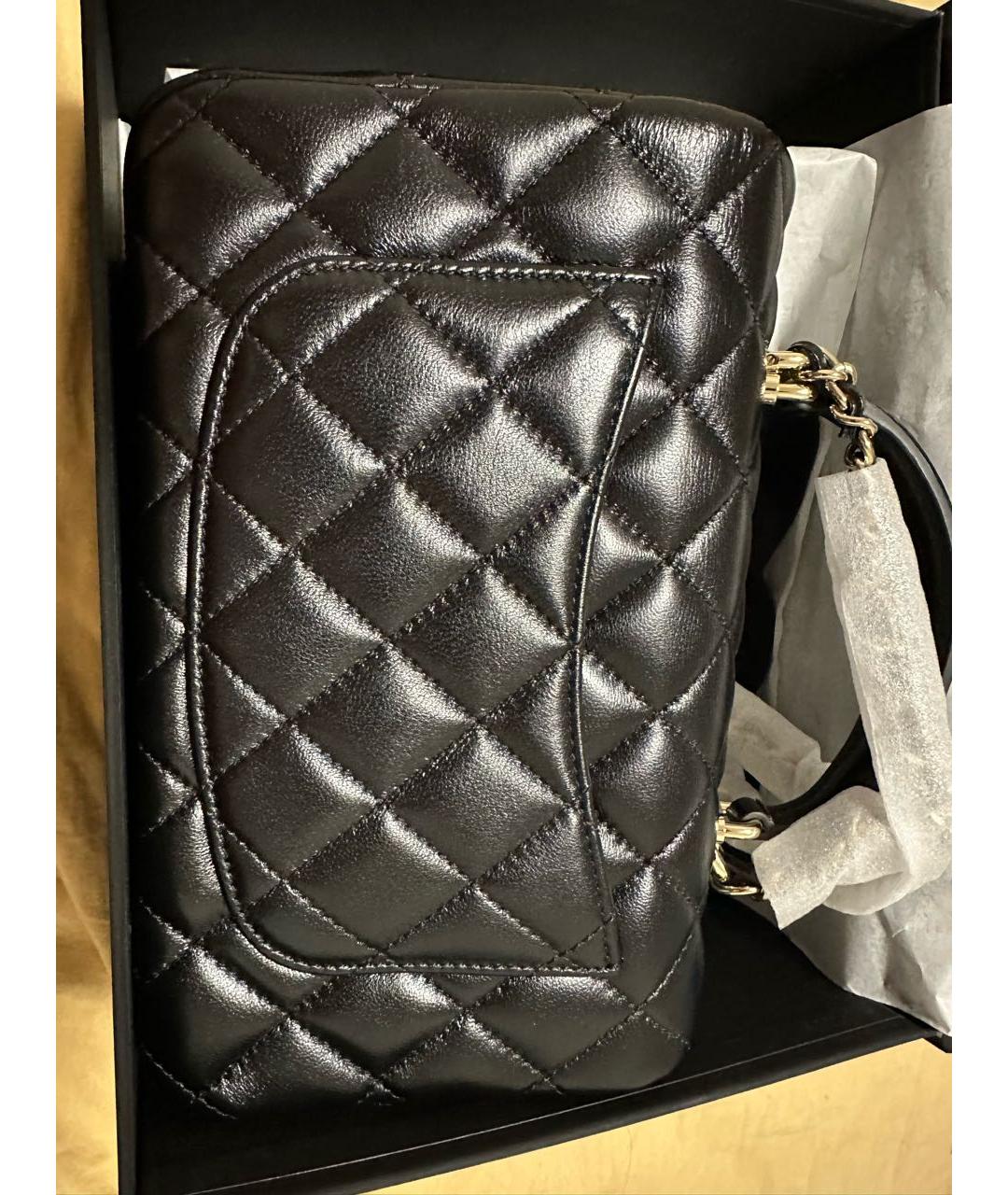 CHANEL Черная сумка тоут из искусственной кожи, фото 4