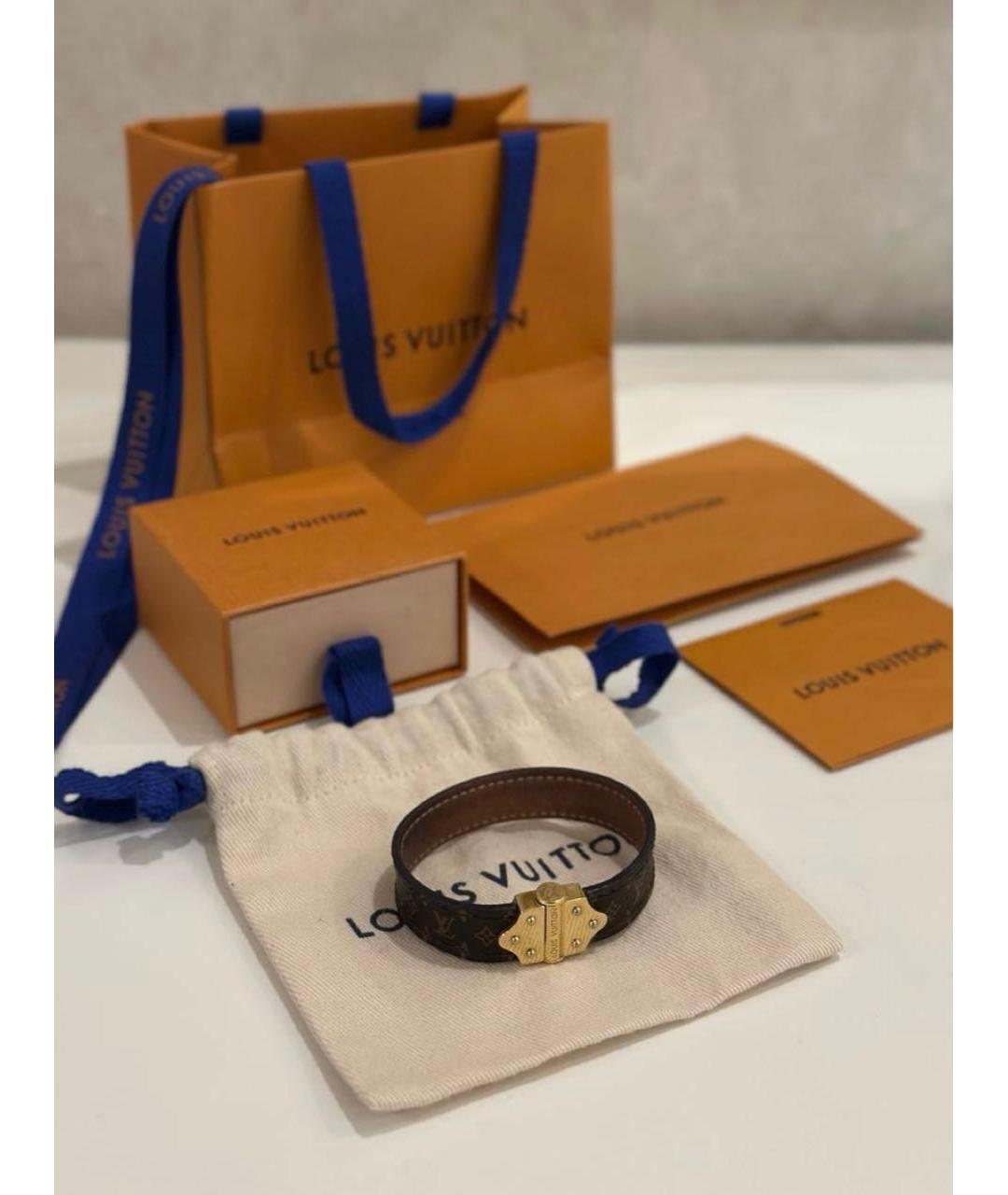 LOUIS VUITTON Коричневый кожаный браслет, фото 3